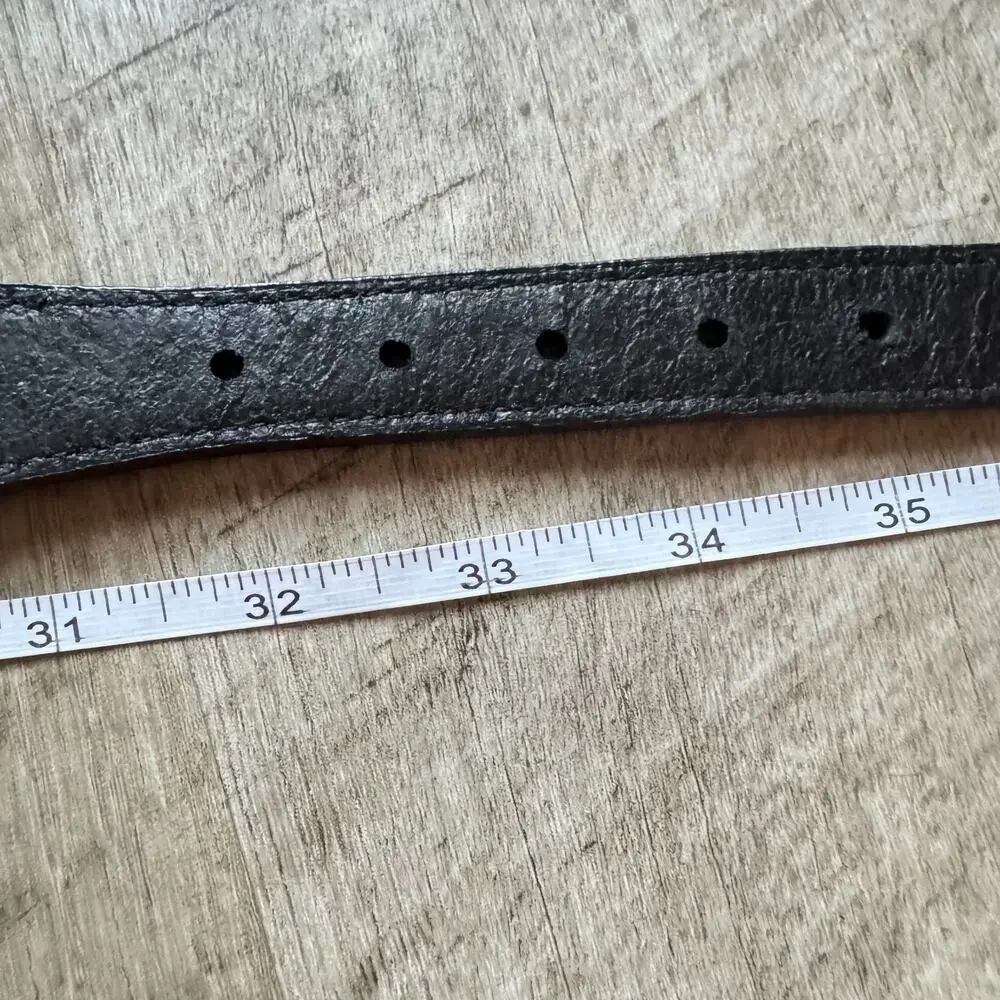 Resistol Black Full Grain Leather Western Belt Size 34 Silver Tone Etched Buckle
